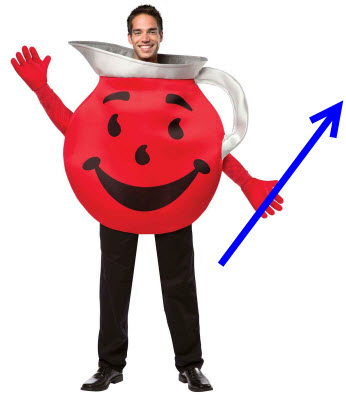 Guy In Hey Koolaid Costume Holding Arrow