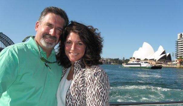 Dave and his smoking hot wife on boat at Sydney Opera House