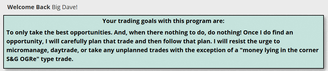 Dave Landry's Trading Goals