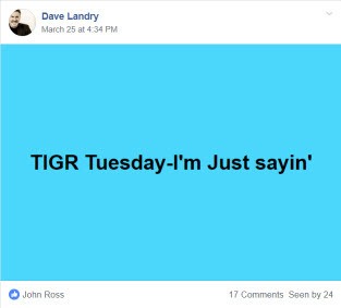 Dave Landry's FB post on TIGR