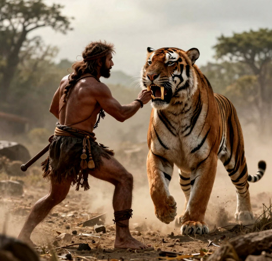 Cavemanfightingtiger Caveman Fighting Tiger