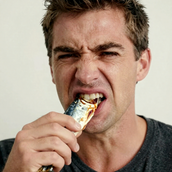 Man Eating Sardines